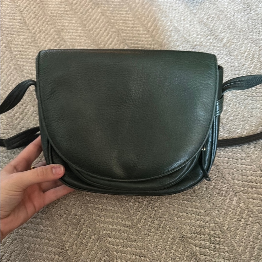 Classic Dark Green Leather Crossbody Bag